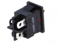 Switch rocker snap-in on/off rectangular red (0/1) DPST 6A/250V 